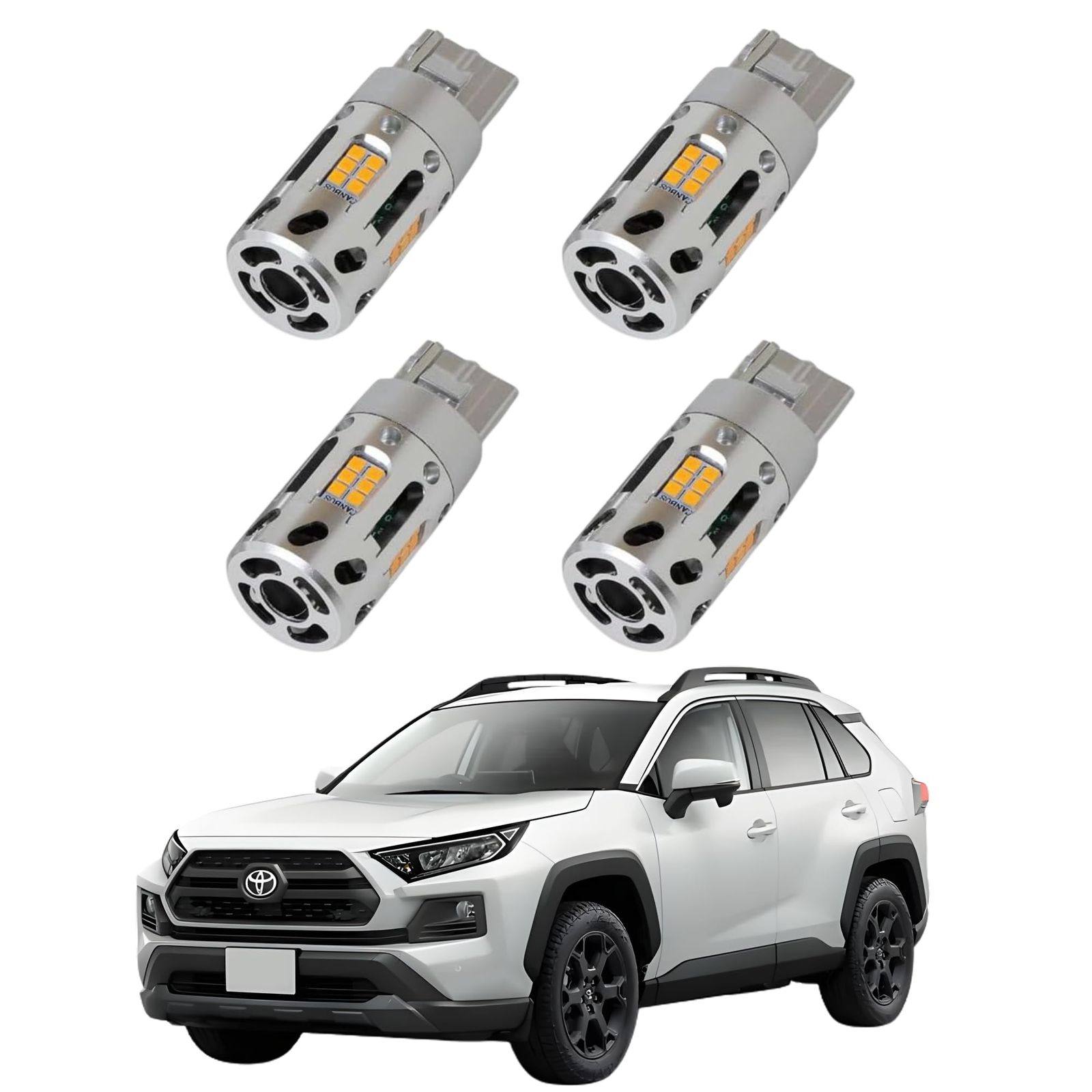 CORSA RAV4 ウィンカー T20 ハイフラ防止機能搭載 車検対応 LED LEDウインカー 2400LM 冷却ファン付 ラヴフォー ラブフォー カスタム パーツ アクセサリー ドレスアップ (RAV４ T20 4個セット) [2] M