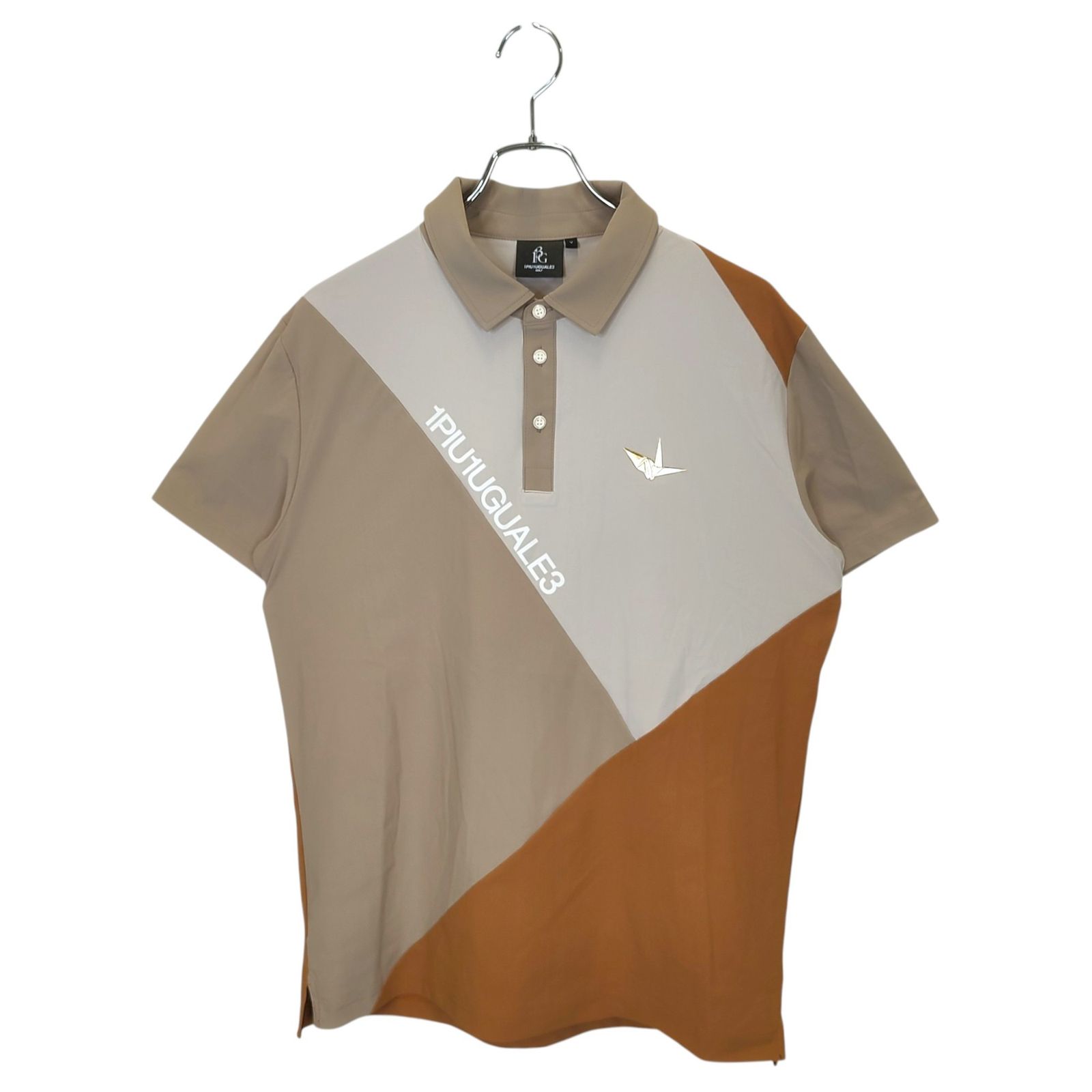1PIU1UGUALE3 GOLF ウノピゥウノウグァーレトレ ゴルフ S/S POLO CROSS SWITCH 半袖 ポロシャツ GRT131 NYU061 5 ブラウン/ベージュ メンズ