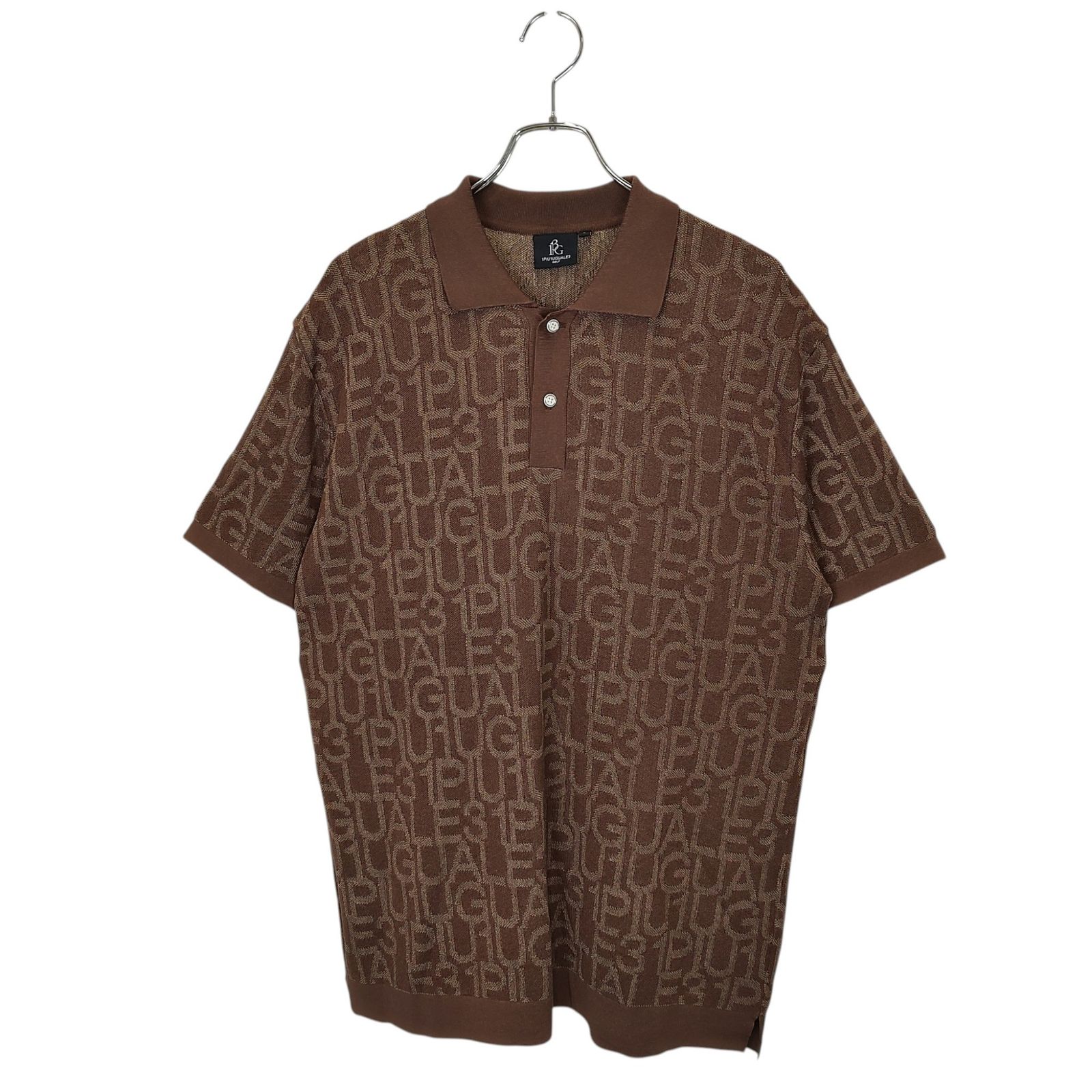 1PIU1UGUALE3 GOLF ウノピゥウノウグァーレトレ ゴルフ KNIT POLO FLAGSHIP LIMITED 半袖 ニット ポロシャツ GRK049 POE427 5 ブラウン メンズ