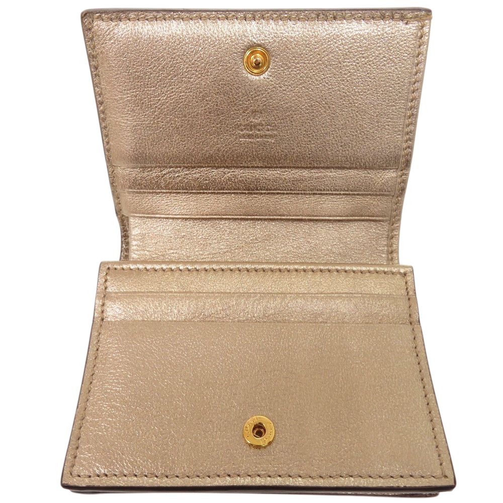 美品 グッチ GGマーモント 二つ折り財布 リザード ゴールド 1542 GUCCI