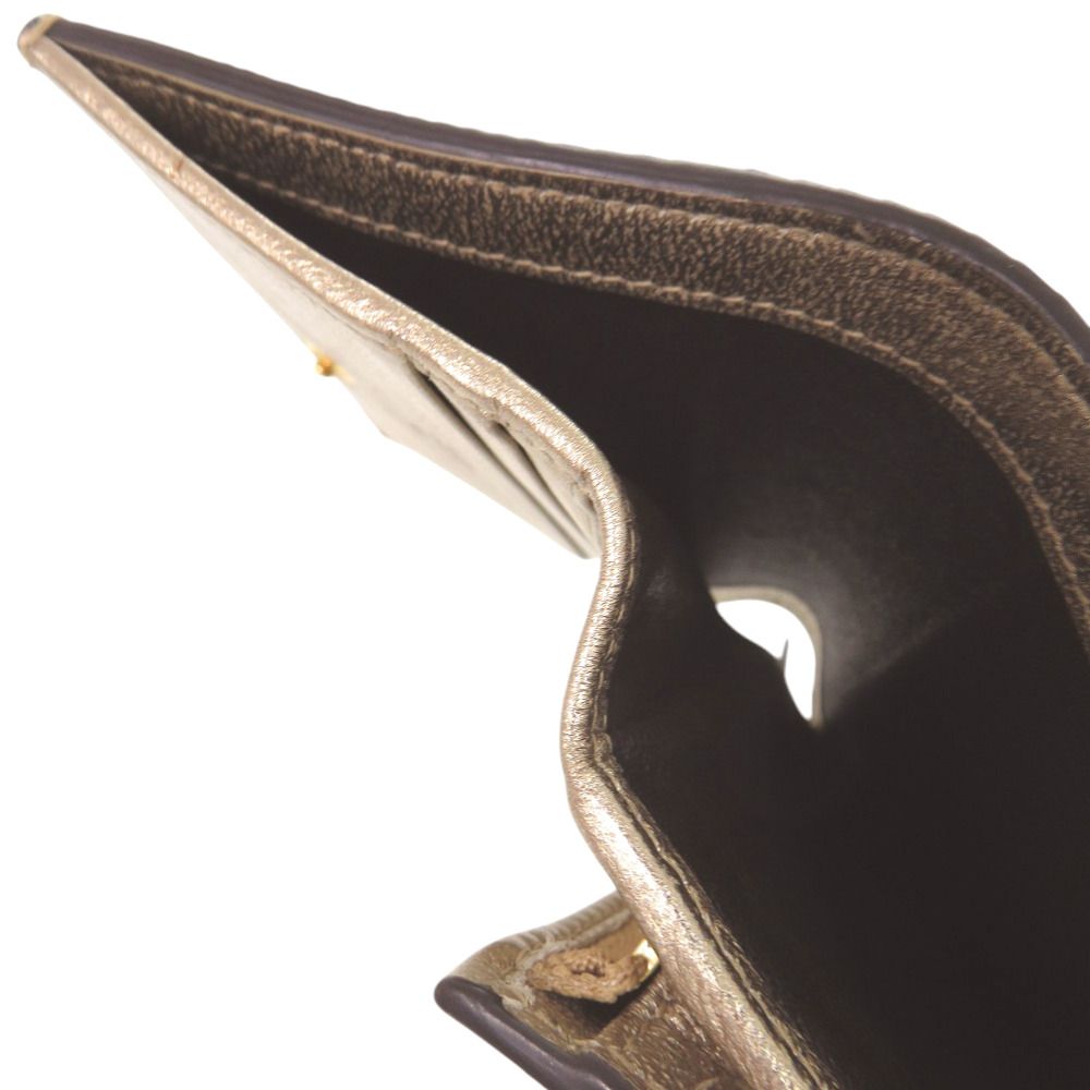 美品 グッチ GGマーモント 二つ折り財布 リザード ゴールド 1542 GUCCI