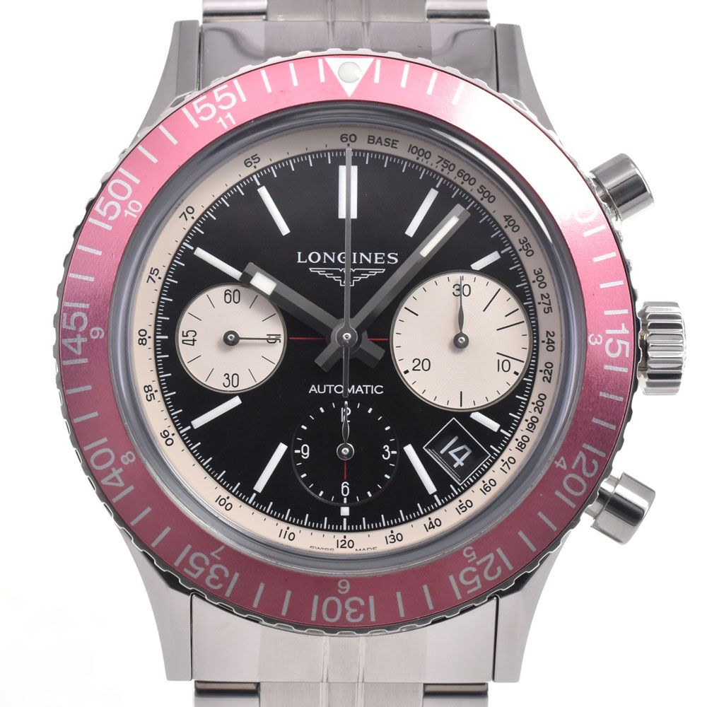 ロンジン LONGINES L2.808.4 ヘリテージ ダイバー1967 クロノグラフ ブラック 自動巻き メンズ 美品 箱・保証書付き 腕時計 H#147647