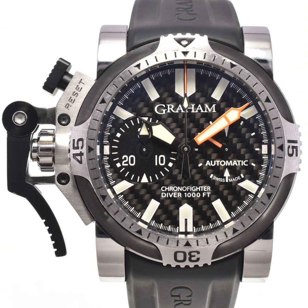 グラハム GRAHAM 2OVDIVAS.B03A.K10B クロノファイター オーバーサイズ ダイバー クロノグラフ デイト メンズ 良品 箱付き 腕時計 H#147773