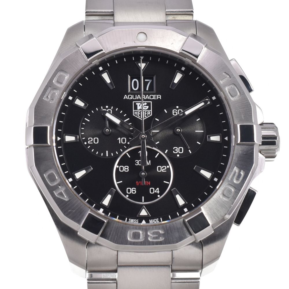 タグホイヤー TAG HEUER CAY1110-0 アクアレーサー クロノグラフ デイト ブラック クォーツ メンズ 美品 箱・保証書付き 腕時計 H#147589