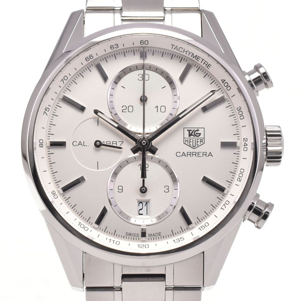 タグホイヤー TAG HEUER CAR2111.BA0720 カレラ　キャリバー1887 デイト シルバー 自動巻き メンズ 箱・保証書付き 腕時計 H#147484