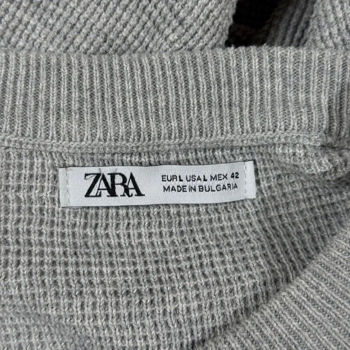 L ZARA ザラ コットン ワッフル 長袖 ニット スウェット - メルカリ