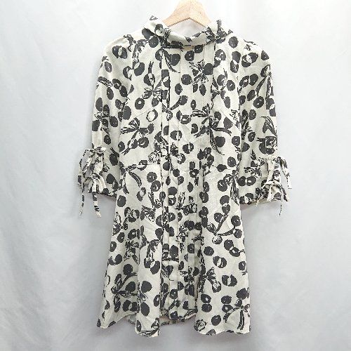 ◇ Supreme.La.La. シュープリームララ 長袖 膝丈 ワンピース サイズ身長156-164 アイボリー系 ブラック レディース E 【1406180069124】