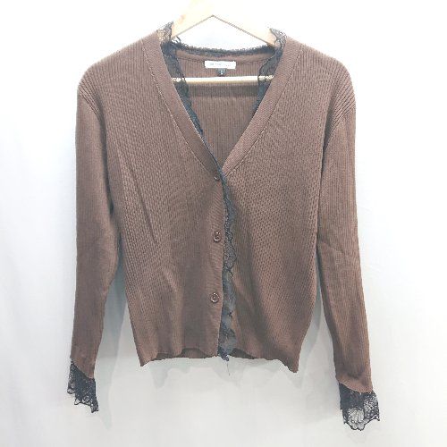 ◇ JULIA BOUTIQUE ジュリアブティック 長袖 カーディガン サイズL ブラウン レディース E 【1406180075125】