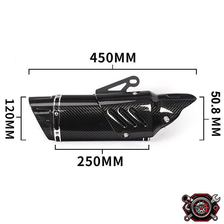 売れ筋バイクスリップオンマフラー バイクサイレンサー ステンレス+カーボン 汎用 差込口50.8mm 長さ450mm bk134 インナーバッフル付きcp514