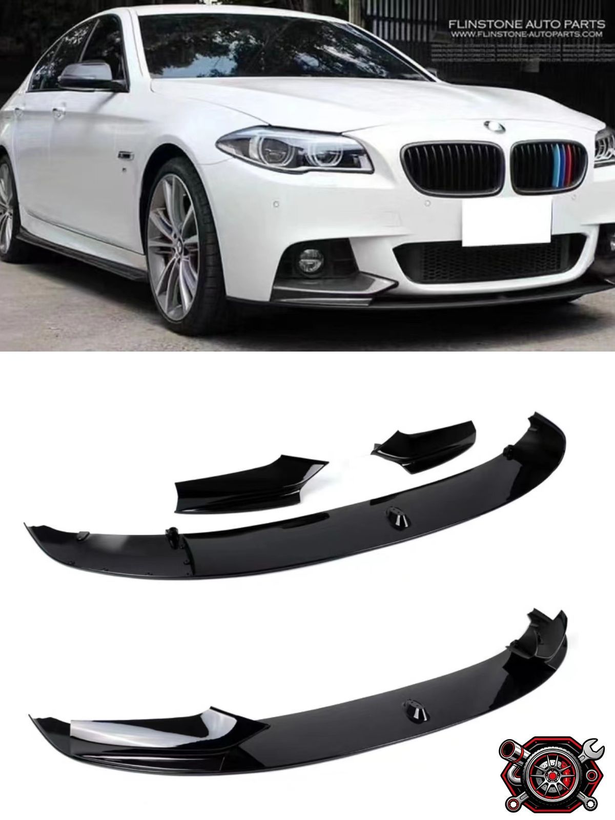 売れ筋新品 BMW 5シリーズ F10 Mスポーツ M-SPORTS フロントリップスポイラー バンパーアンダーカナード グロスブラックcp514