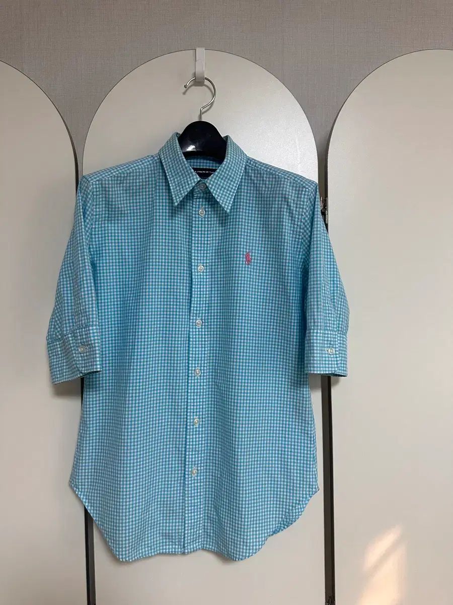 POLO RALPH LAUREN ポロラルフローレン ギンガム CHECK シャツ ブルー 55-66 アメリカ 購入しました