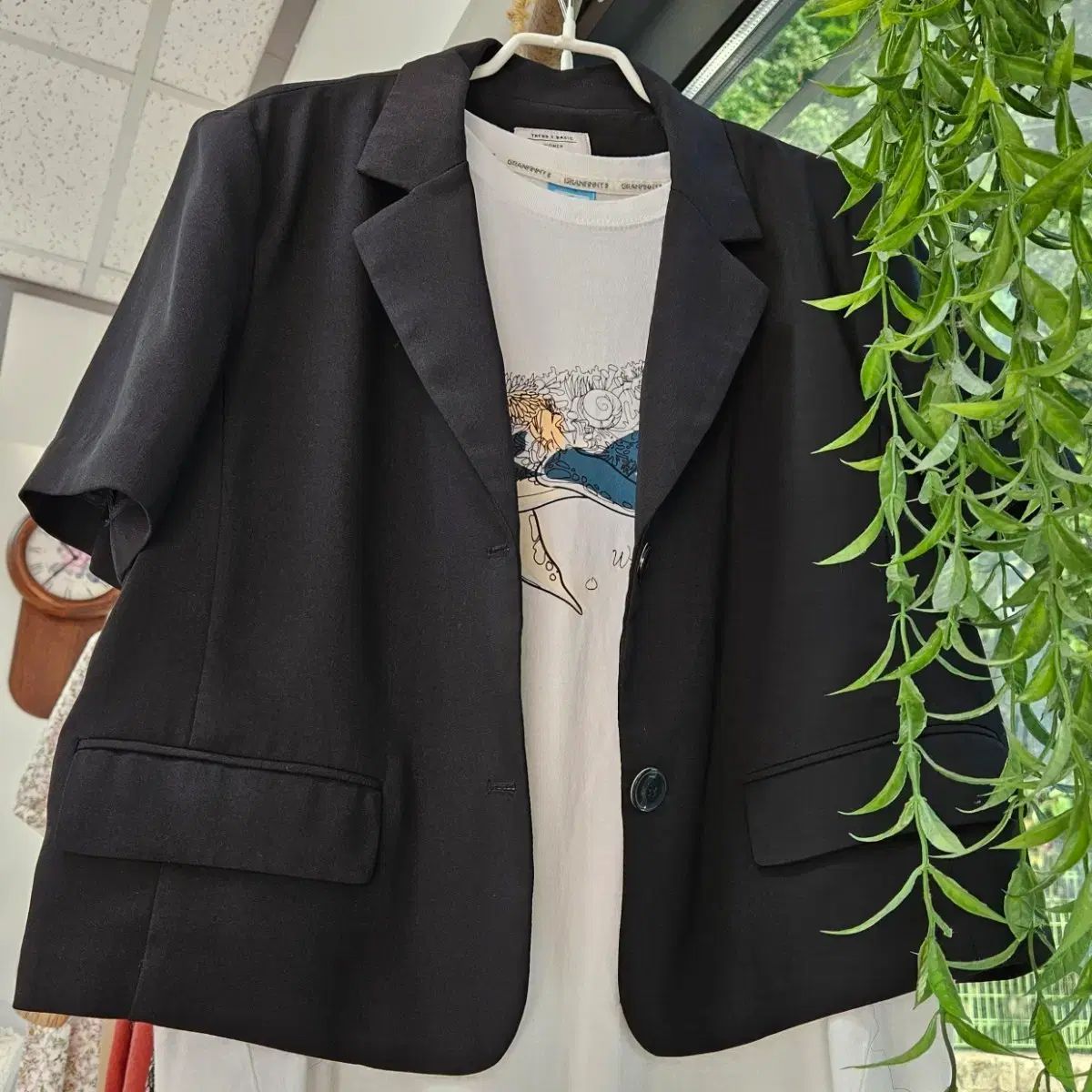 新品 SPAO ブラック 半袖 ジャケット(L)