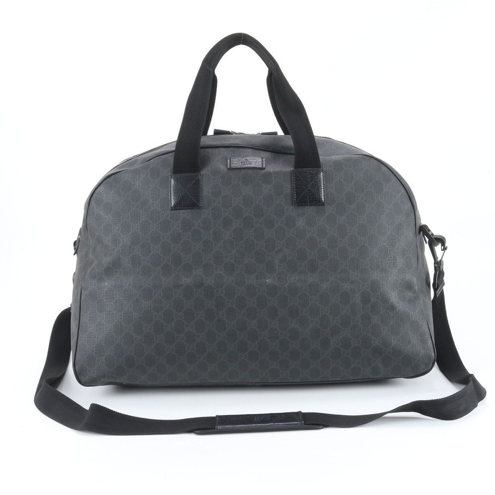 美品 グッチ GG スプリーム 162800 レザー 2WAY ボストン バッグ 斜め掛け ショルダー 出張 旅行 トート メンズ RUE EA7-3【中古】