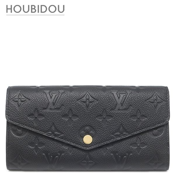 ルイヴィトン Louis Vuitton 長財布 ポルトフォイユ サラ モノグラムアンプラント ノワール ゴールド金具 エンヴェロップ型 フラップ M82257 RFID 【箱】【中古】