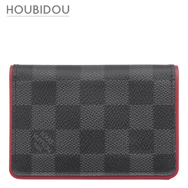 ルイヴィトン Louis Vuitton カードケース オーガナイザー ドゥ ポッシュ ダミエグラフィットキャンバス ダミエグラフィット×レッド 名刺入れ パスケース N63257 RFID【中古】
