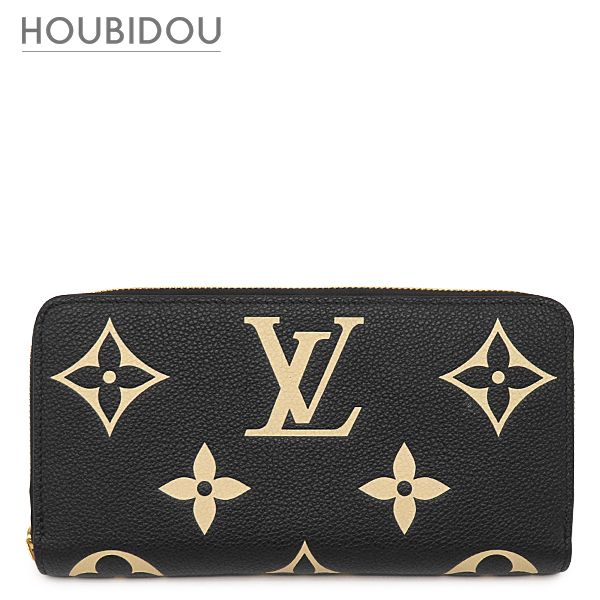 ルイヴィトン Louis Vuitton 長財布 ジッピー ウォレット レザー バイカラーモノグラムアンプラントレザー ブラック×ベージュ ゴールド金具 ラウンドファスナー 小銭入れ M80481 RFID 【箱】【中古】