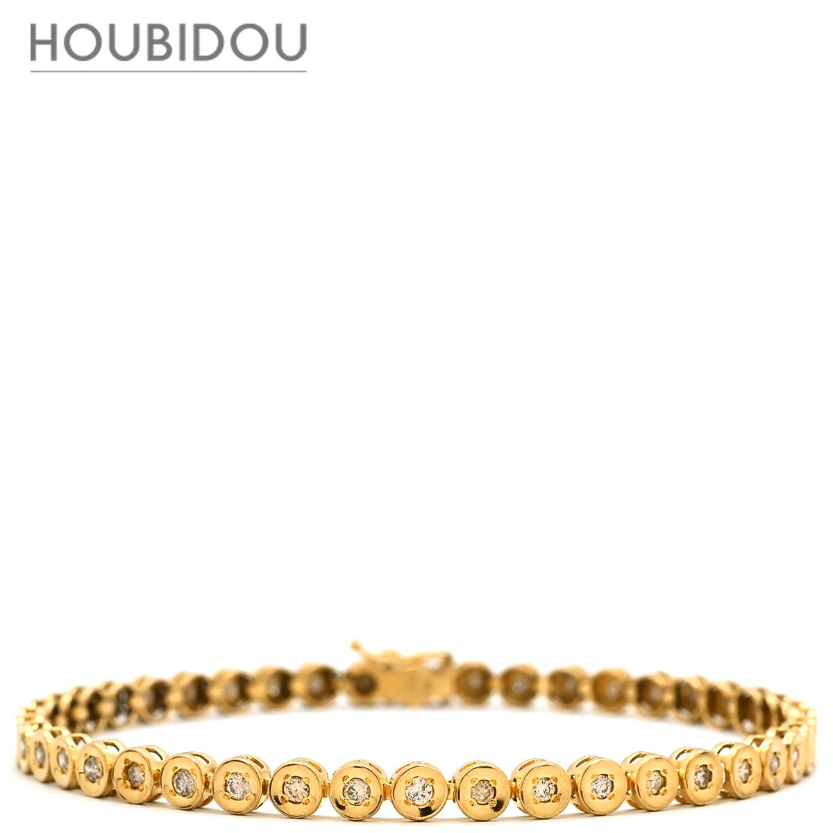 ブレスレット テニスブレスレット 1.0ct ダイヤモンド イエローゴールド Au750 18K 18金 ベゼルセッティング 【中古】