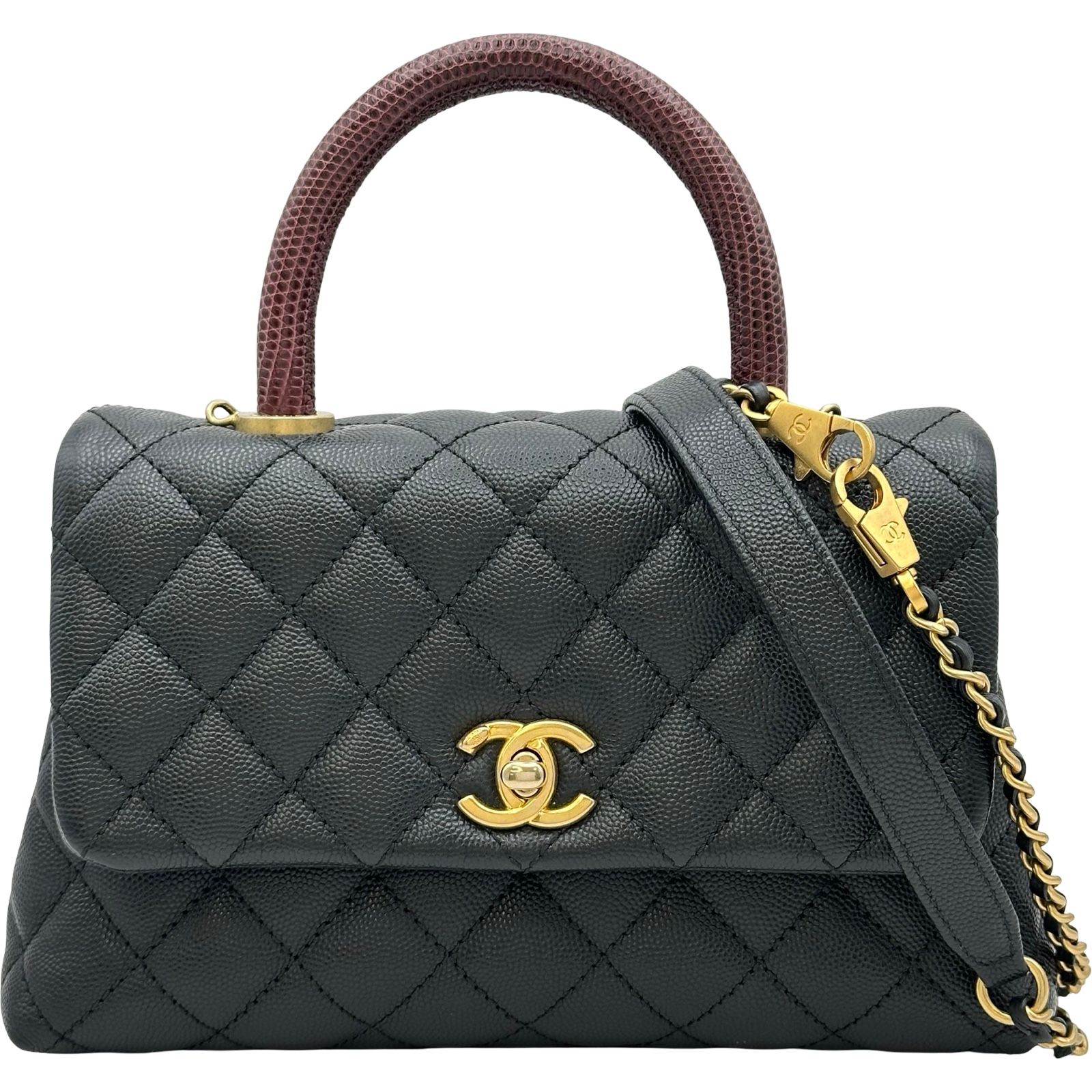 シャネル CHANEL ココハンドルXS A92990 23番台 ブラック ゴールド金具 キャビア・リザード レディース ショルダーバッグ 405,450円