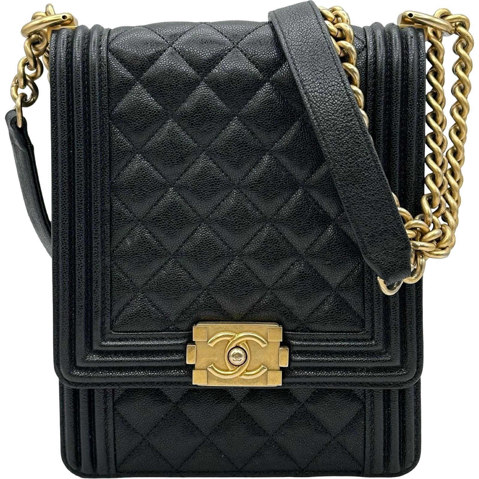 シャネル CHANEL ボーイシャネルチェーンショルダー AS0130 28番台 ブラック ゴールド金具 キャビア レディース ショルダーバッグ