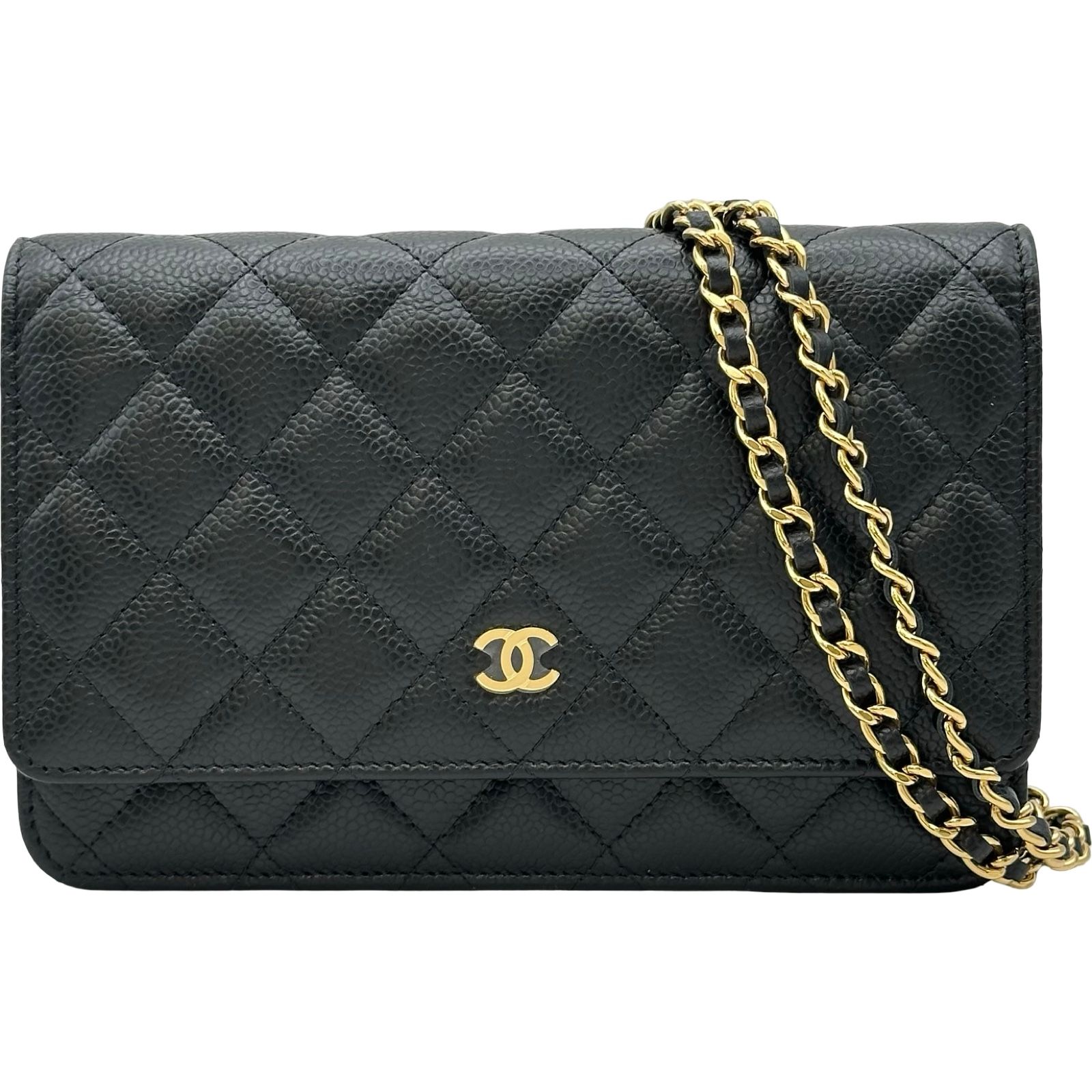 シャネル CHANEL マトラッセチェーンウォレット AP0250 ブラック ゴールド金具 キャビアスキン レディース ショルダーバッグ
