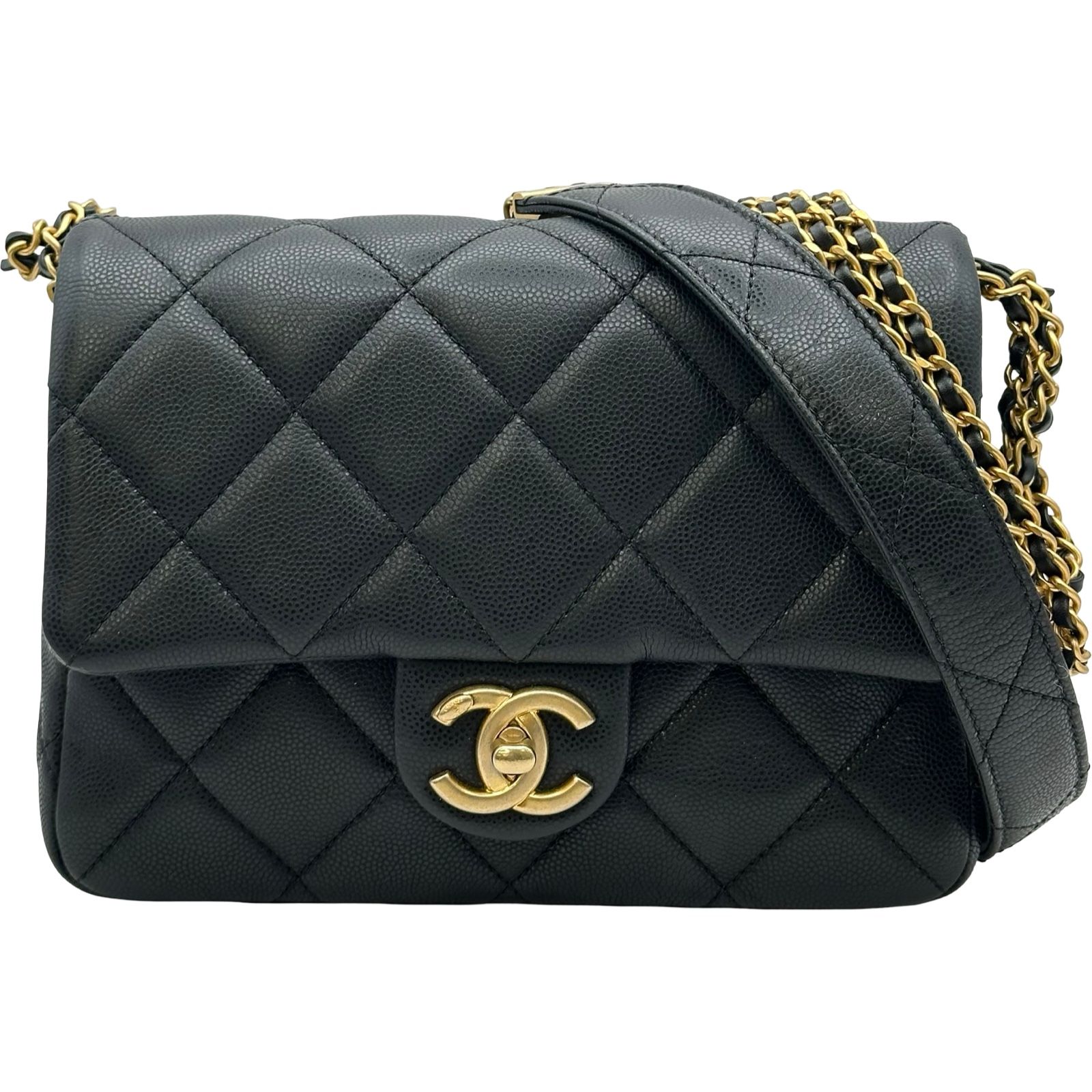 シャネル CHANEL マトラッセチェーンショルダーバッグ AS4637 ブラック ゴールド金具 キャビアスキン レディース ショルダーバッグ
