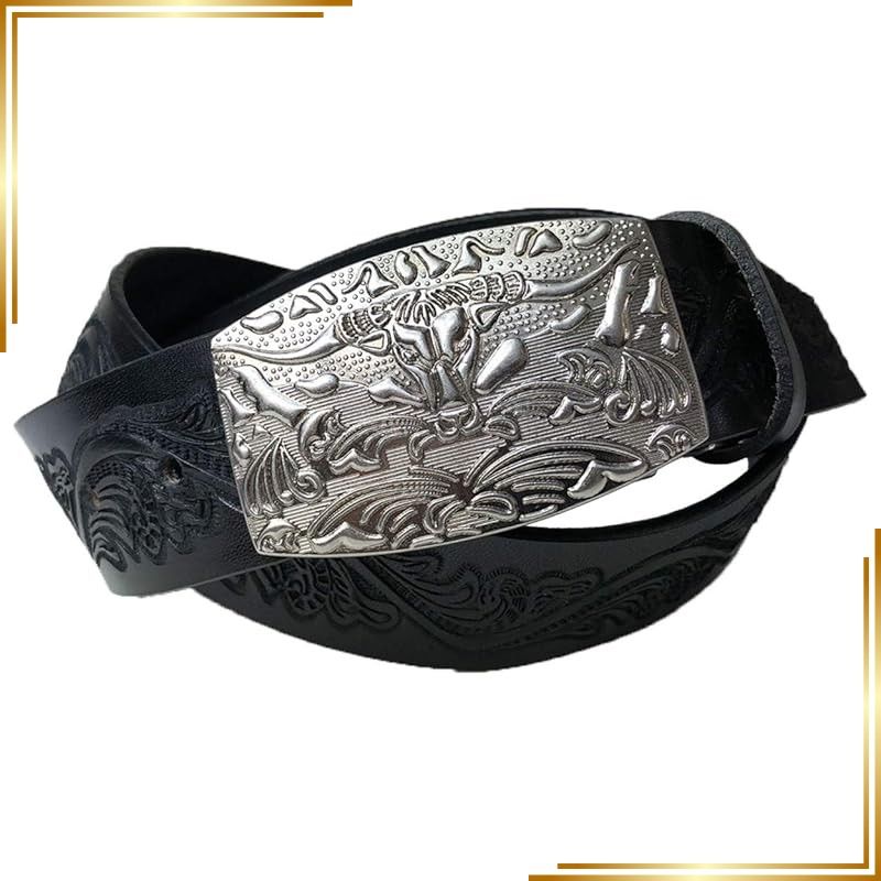 【新品】 WING LEATHER 栃木レザー ベルト メンズ 本革 カジュアル 日本製 牛革 国産 おしゃれ 型押し 40mm w040 Mサイズ 黒