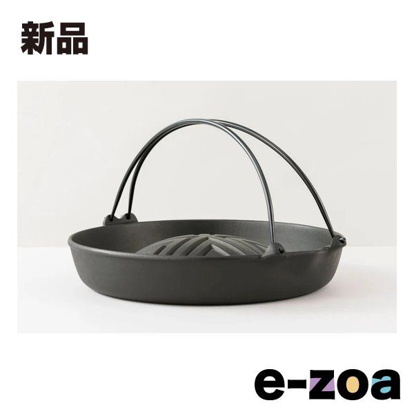 岩鋳（IWACHU） 焼肉ジンギスカン鍋 ツル付/ガス・直火可/鋳鉄/32×29×6.5cm/ブラック 23006 (2679031)
