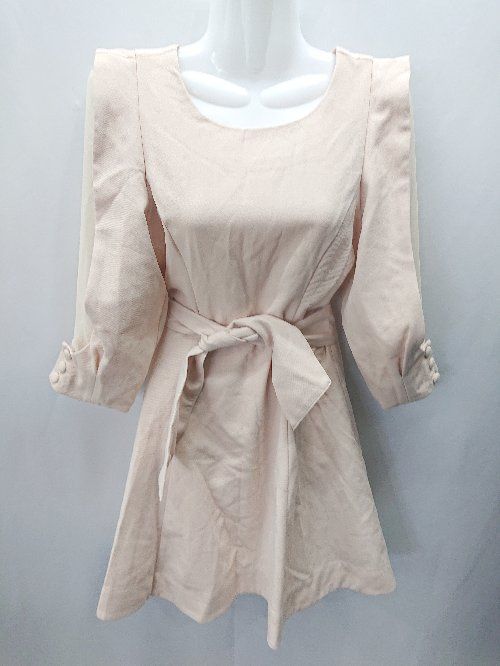 ◇ ◎ ●未使用● TITTY&CO. ティティーアンドコー 七分袖 ひざ丈 ワンピース サイズS ベージュ レディース E 【1406180086596】