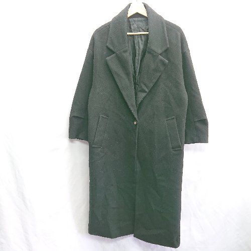 ◇ natural couture ナチュラルクチュール ロング丈 シンプル 長袖 チェスター コート サイズM ブラック レディース E 【1406180093990】