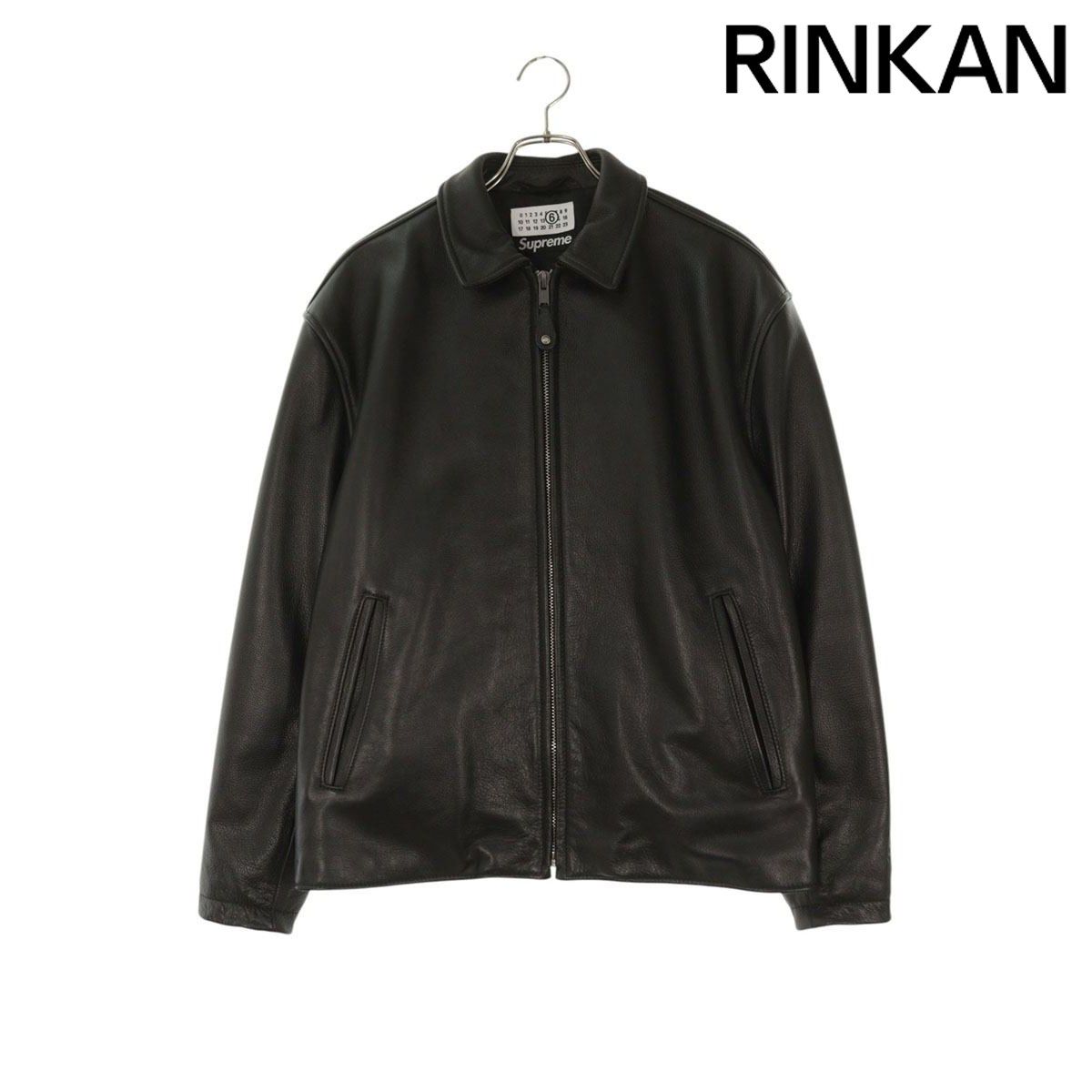 シュプリーム ×エムエムシックス MM6 26SS Schott Eagle Leather Jacket バックプリントシングルレザージャケット メンズ L