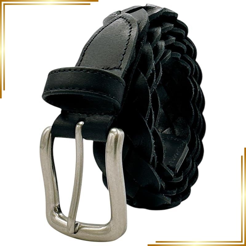 【新品】 [飯田工房] [SADO BELT] 日本製 メッシュ ベルト 牛革 手編み 30mｍ belt 本革 ビジネス カジュアル ビジカジ 父の日 ギフト プレゼント お祝い (01ブラック4本編み)