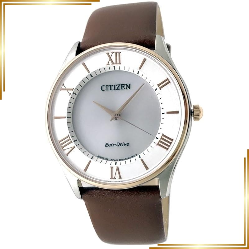 【新品】 シチズン エコドライブ メンズ 薄型 スリム CITIZEN ソーラー 光発電 ソーラーパワー 本革ベルト 替えベルト付き 国内品番 BJ6484-50A/LBR [並行輸入品]
