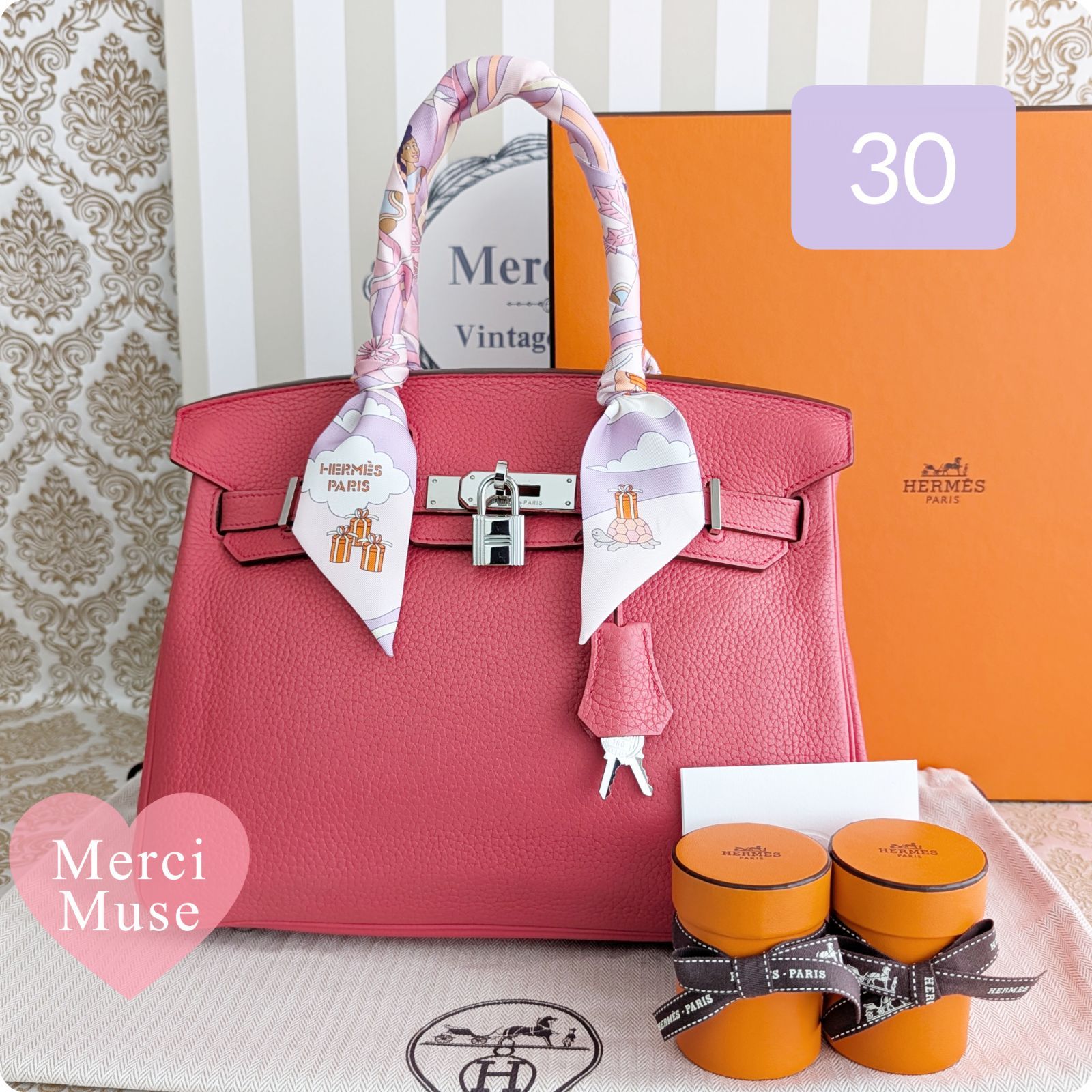 ❤お得なお品❤バーキン30 ブーゲンビリアｘシルバー金具 エルメス □Ｎ刻印 MerciMuse メルシーミューズ