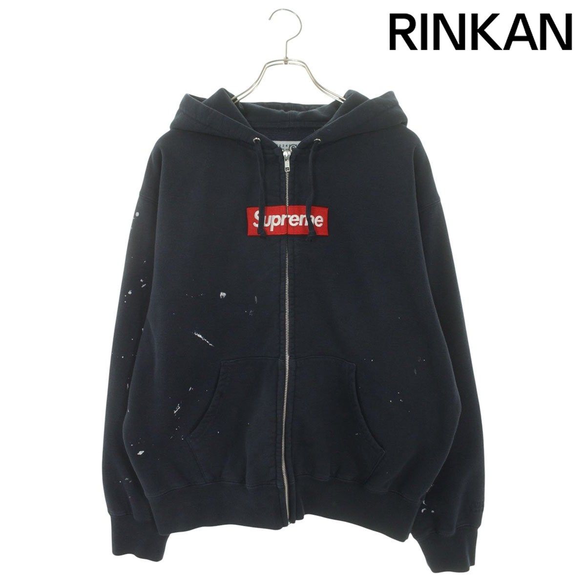 シュプリーム ×エムエムシックス MM6 26SS Box Logo Zip Up Hooded Sweatshirt ボックスロゴジップアップパーカー メンズ M