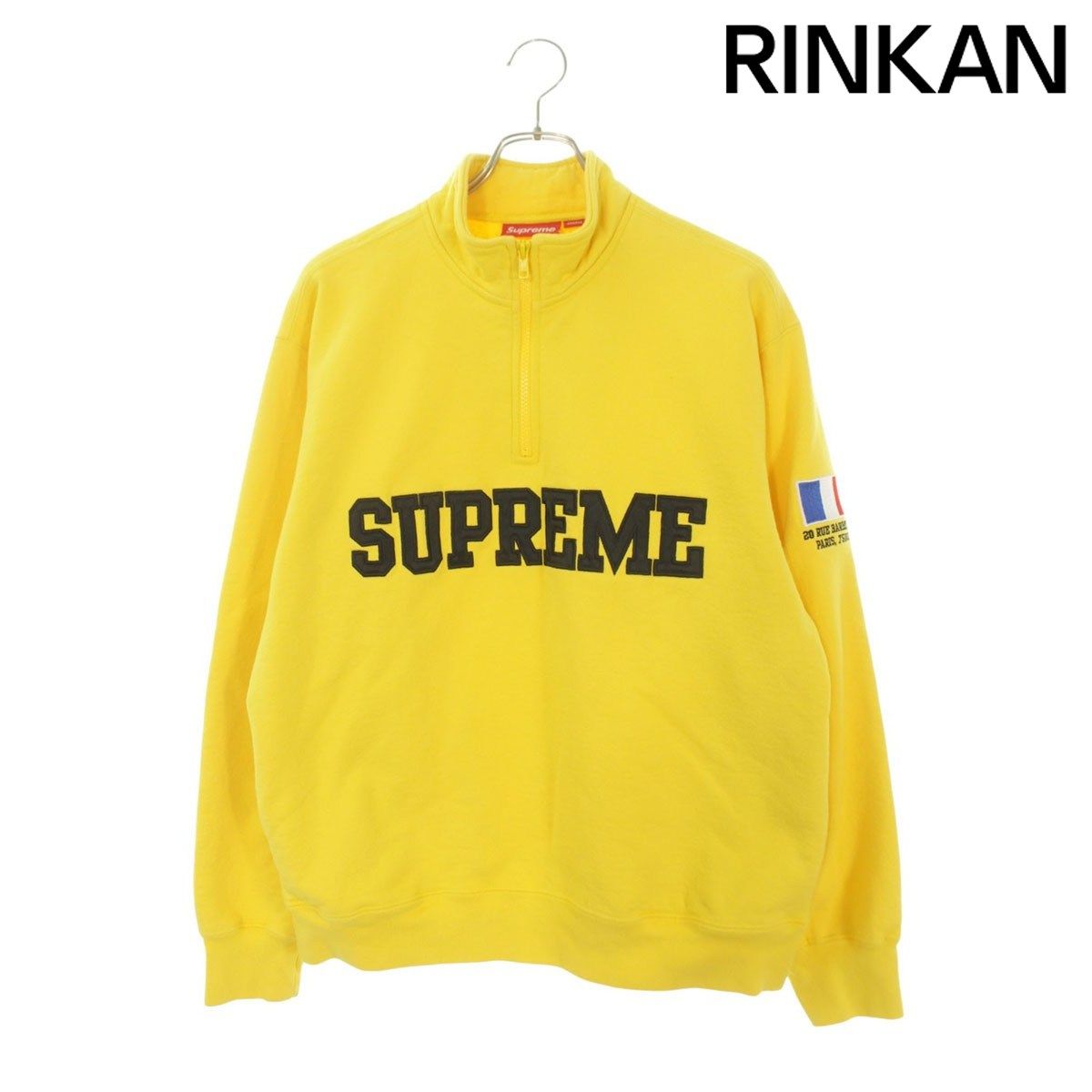 シュプリーム 26SS Paris Shop Flag Half Zip Pullover サテンロゴハーフジップスウェット メンズ M