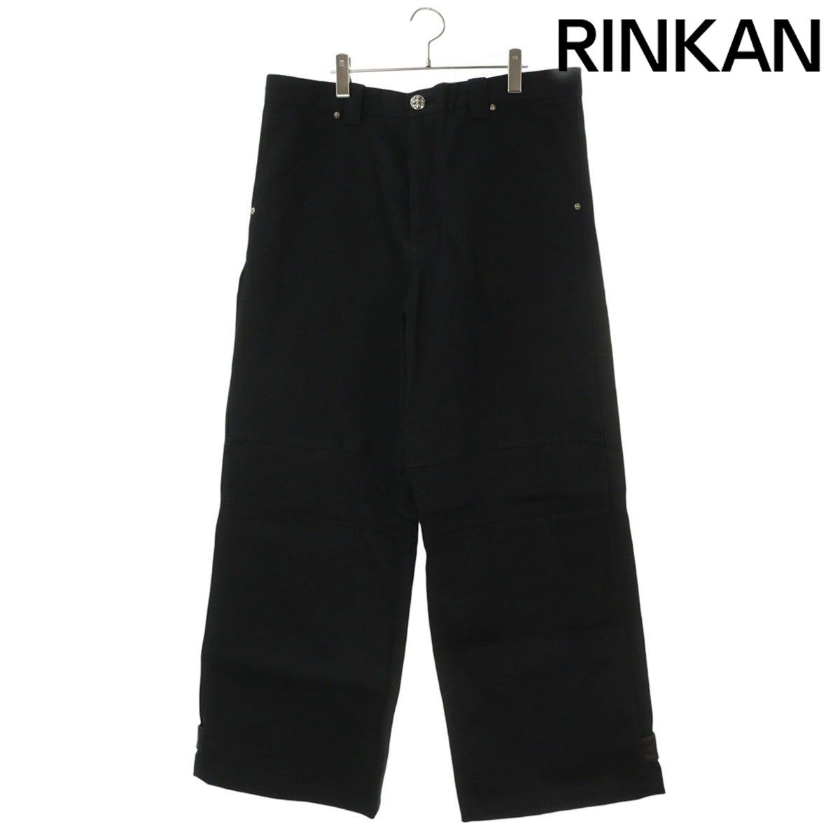 クロムハーツ DNM PANTS CRS BLACK BTN ストラップ付ワイドデニムパンツ メンズ 36インチ