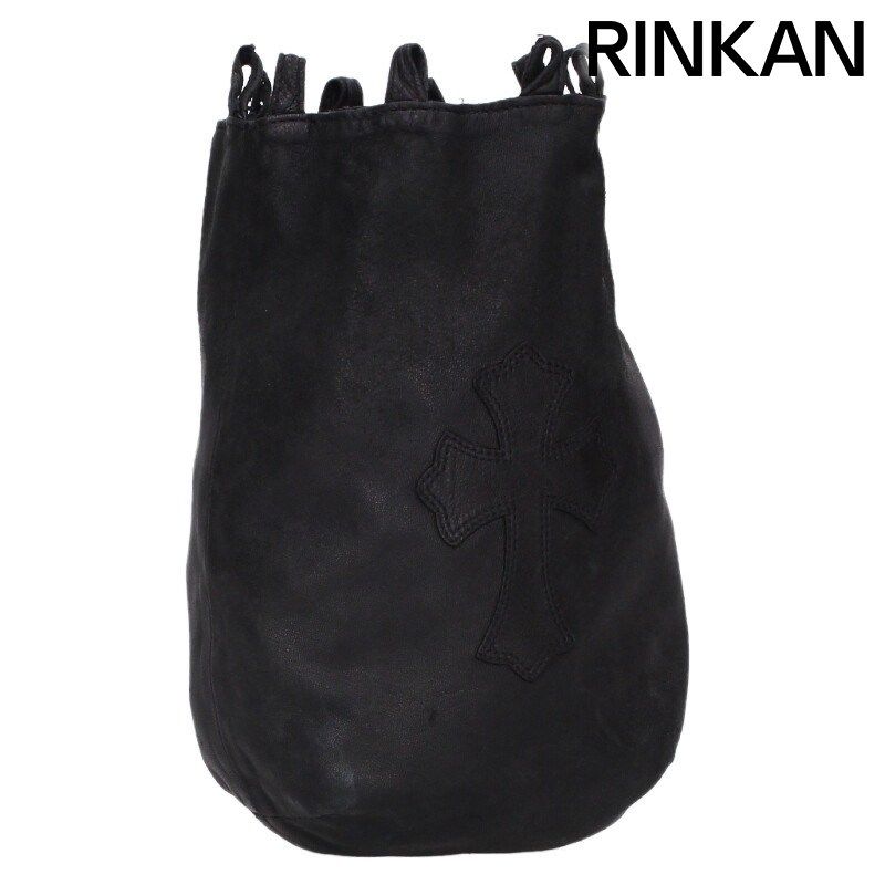 クロムハーツ DRW STRNG SACK CRS PATCH クロスパッチドローストリングサックレザー巾着ハンドバッグ メンズ
