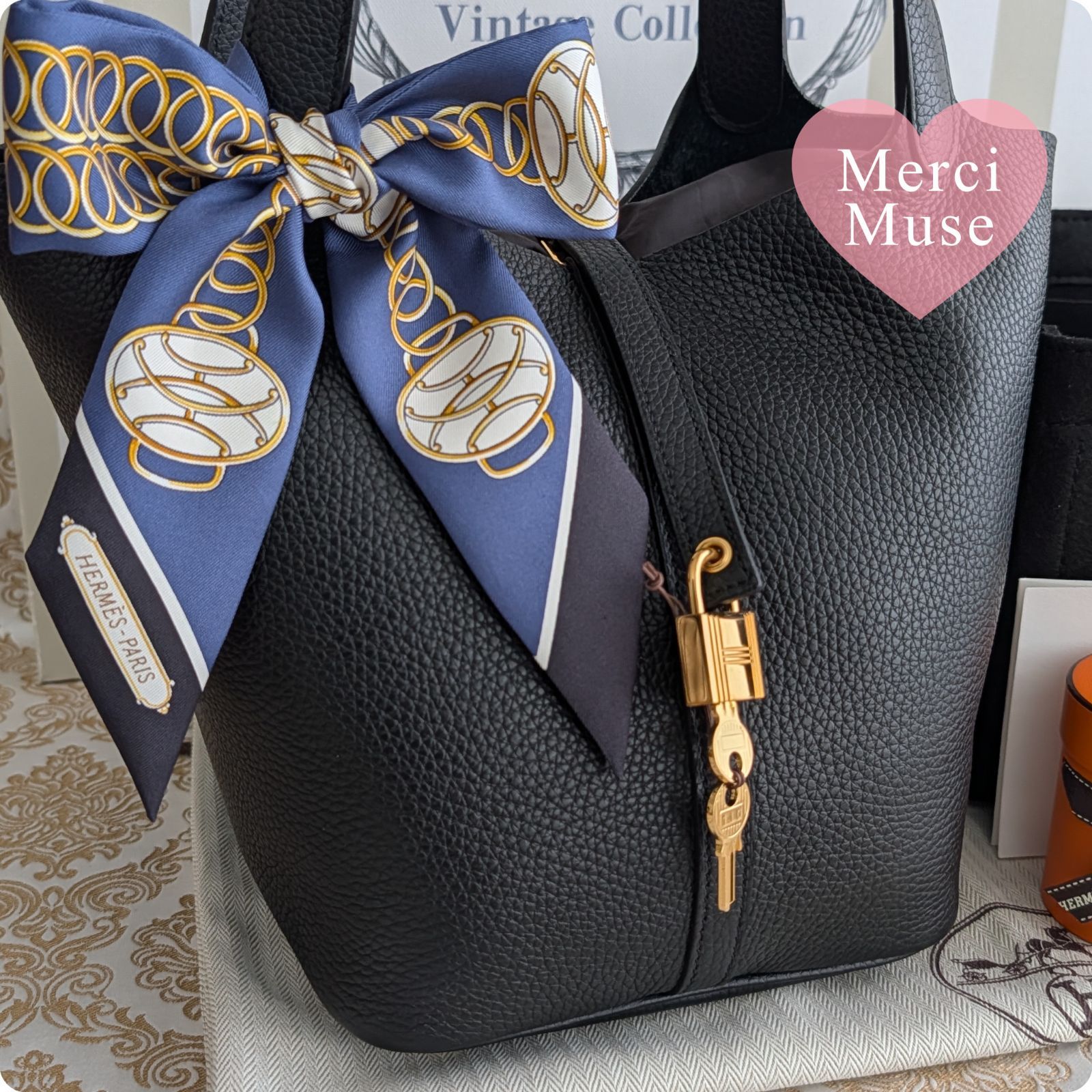 ❤極レア商品❤ピコタンロックMM22 ノワール 黒 ゴールド金具 エルメス