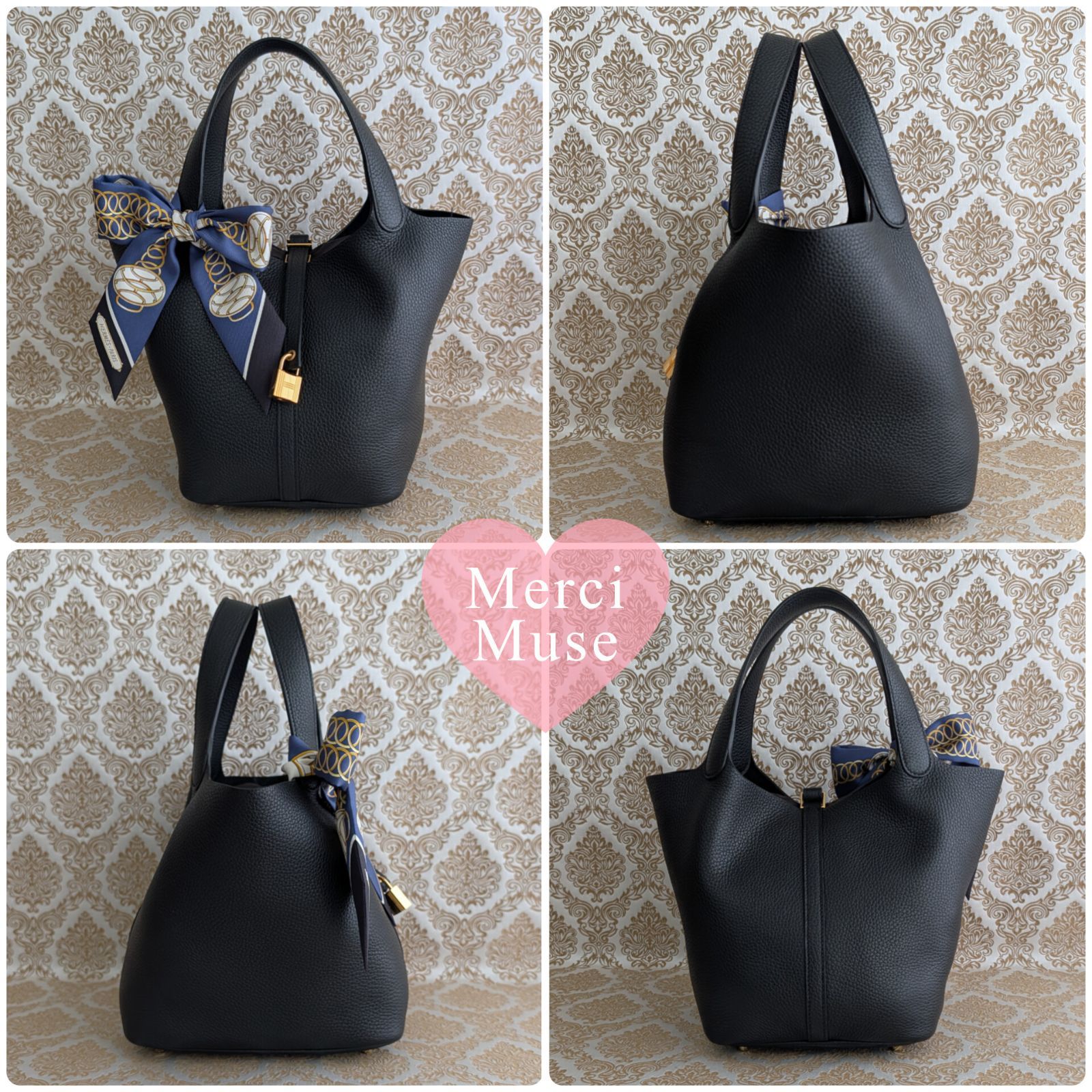 ❤極レア商品❤ピコタンロックMM22 ノワール 黒 ゴールド金具 エルメス