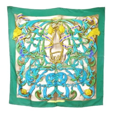 エルメス HERMES LE MORS A LA CONETABLE カレ90 グリーン