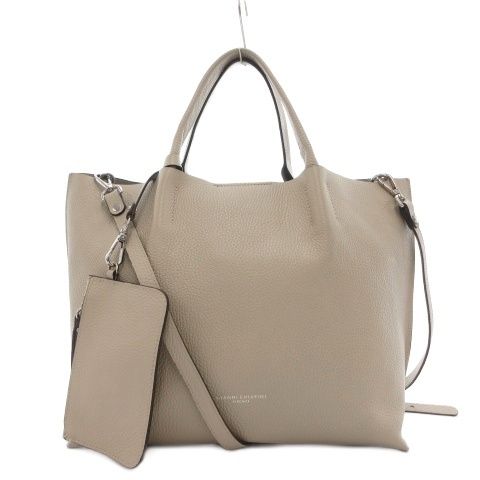 ジャンニキャリーニ GIANNI CHIARINI ショルダーバッグ トートバッグ 白 ホワイト 2way 付属ポーチ シボ加工 /SX ■GY74