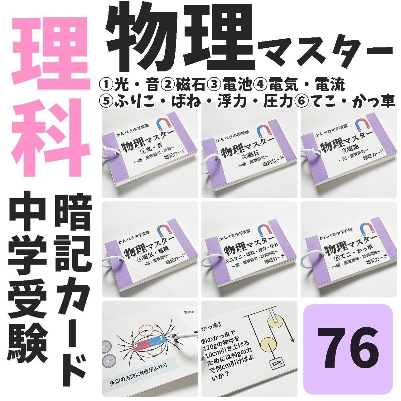 中学受験 国語・算数・理科・社会 暗記カードセット 中学入試対策 中学