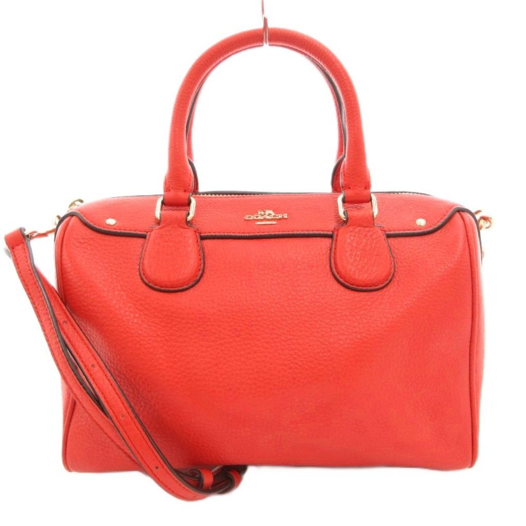 コーチ COACH 2WAY ハンドバッグ ショルダーバッグ 赤 レッド ボストン型 ハンドル付き ロゴプレート F36677 /TQ ■GY74