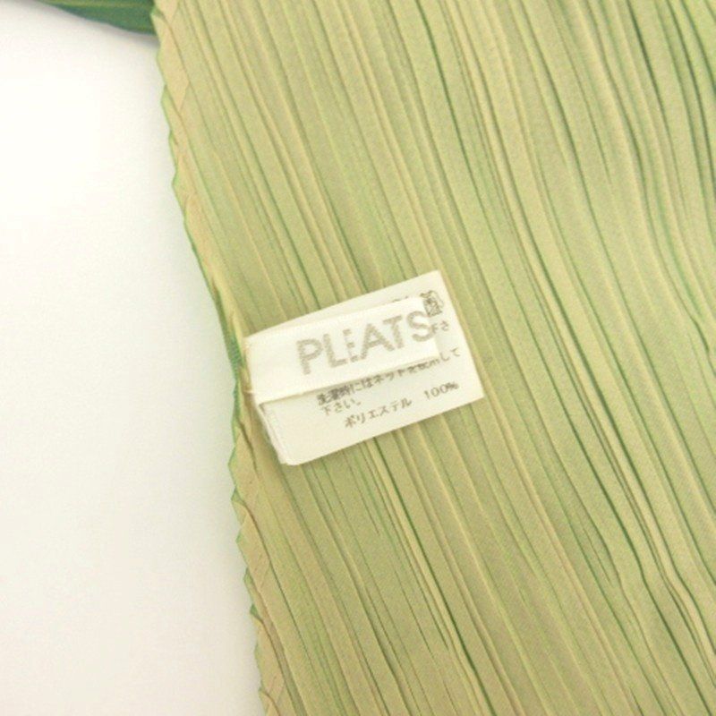 美品 PLEATS ストール(ショール)美 プリーツプリーズ - MIYAKE ISSEY PLEASE PLEATS グリーン シフォン ストール プリーツプリーズ PLEASE 小物