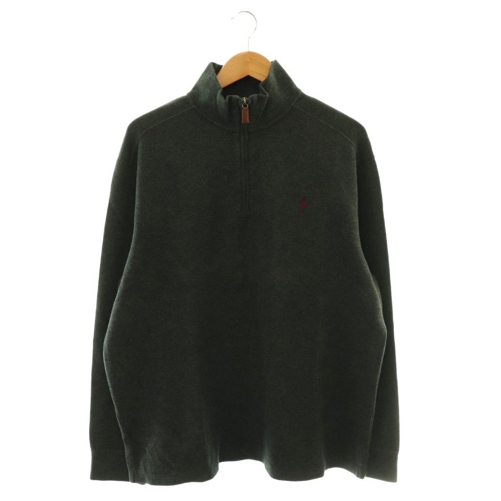 ポロ バイ ラルフローレン Polo by Ralph Lauren ニット カットソー 長袖 ハーフジップ XL チャコールグレー /DO ■GY01