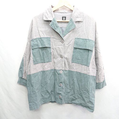 ◇ merlot メルロー 長袖 ジャケット サイズ表記なし グレー グリーン レディース E 【1406180103538】