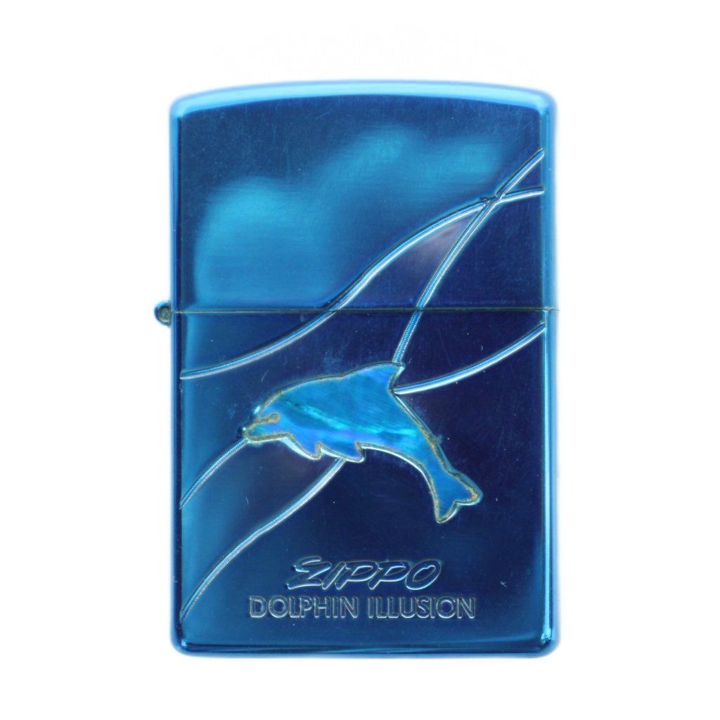 ジッポー ZIPPO DOLPHIN ILLUSION ドルフィンイリュージョン オイルライター 喫煙具 喫煙グッズ タバコ ロゴ 青 ブルー 火花確認済み /BB ■GY18