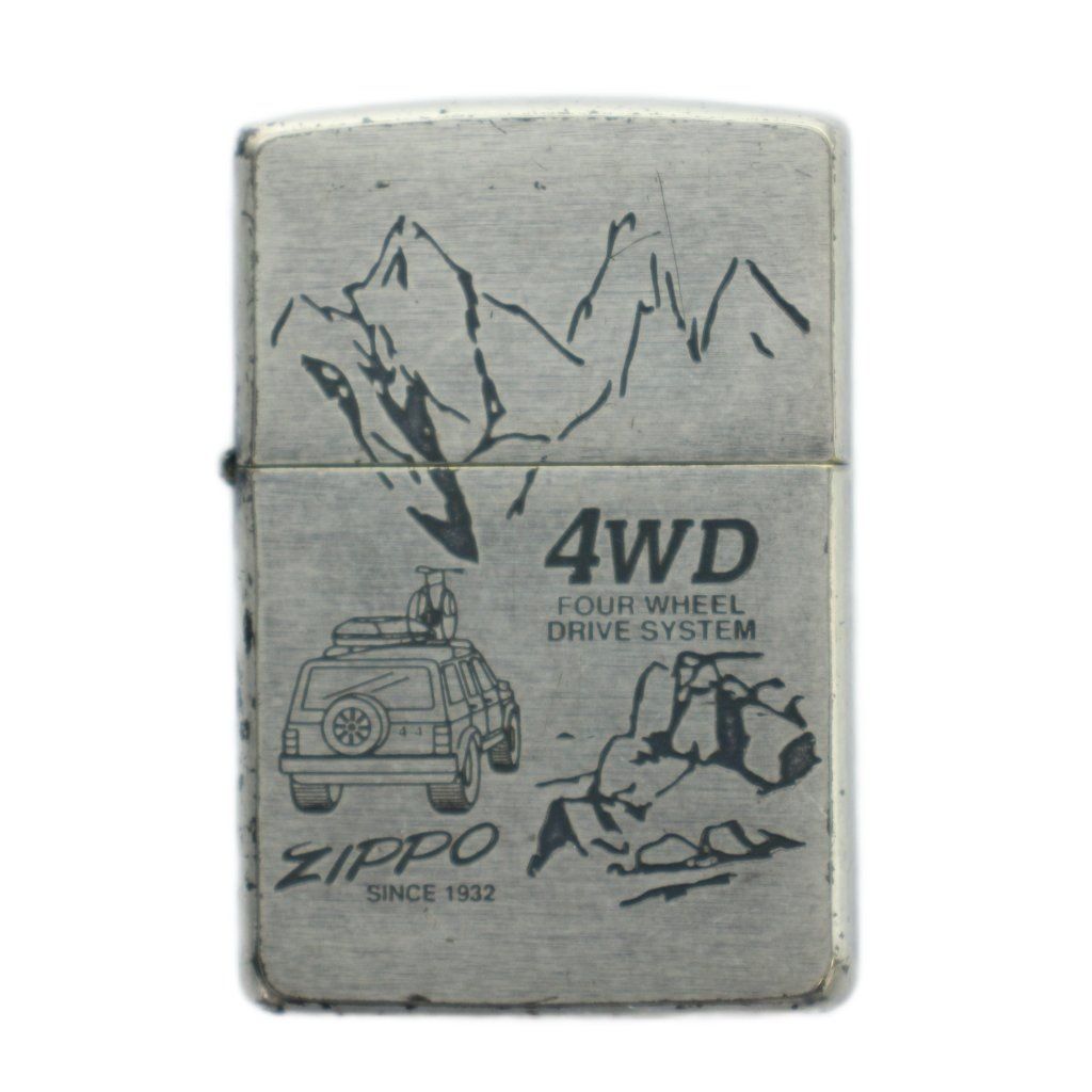 ジッポー ZIPPO 4WD オイルライター 喫煙グッズ 喫煙具 タバコ ロゴ イラスト シルバーカラー 火花確認済み /BB ■GY11