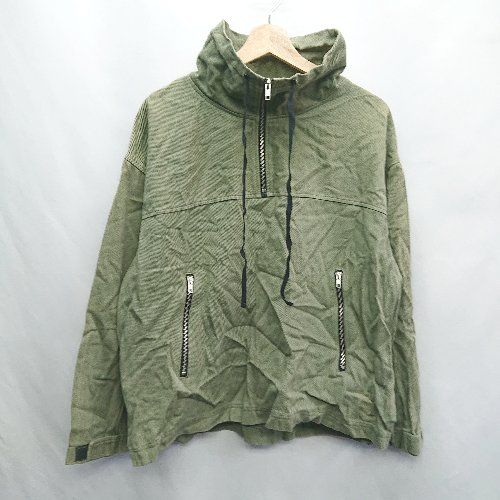 ◇ tree café スタンドカラー ジップアップ 長袖 シャツ サイズM カーキ メンズ E 【1406180104986】 6,874円