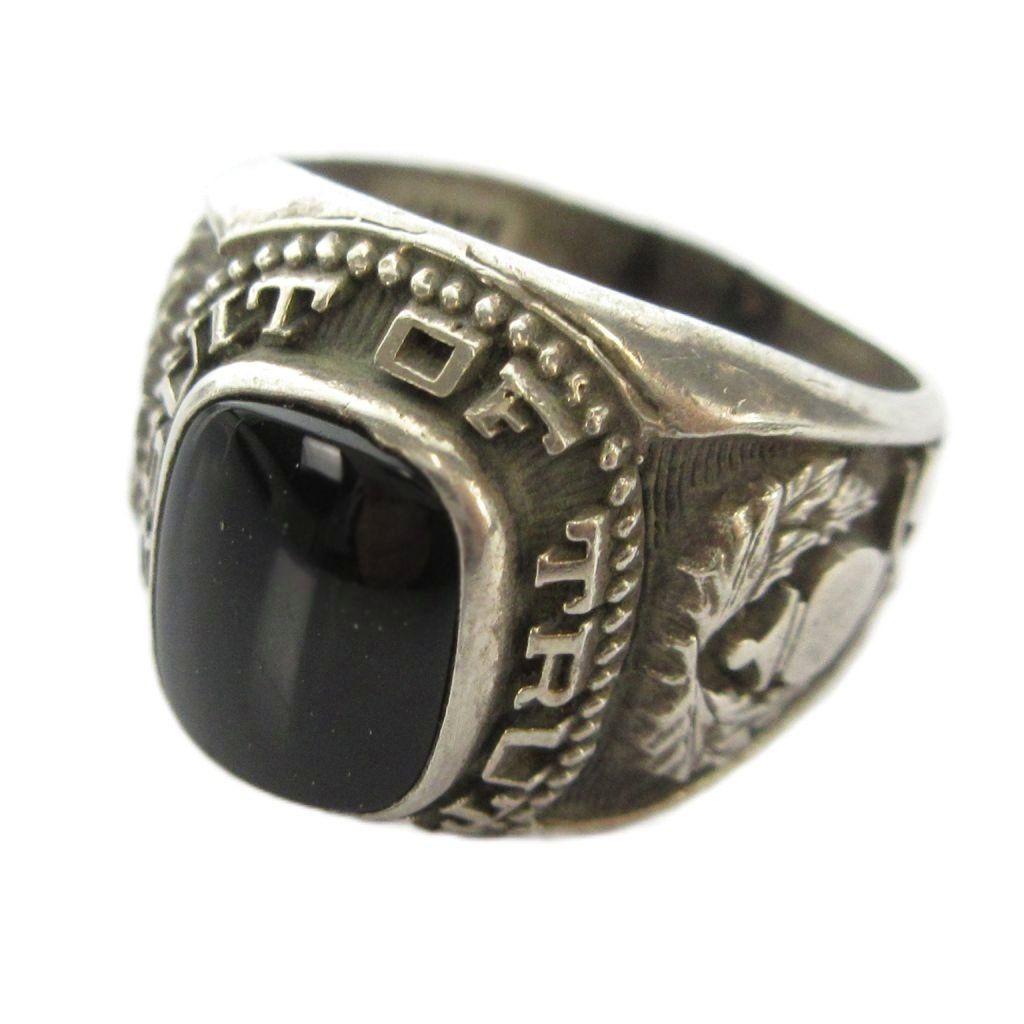 ナカガワジョンロバーツ NAKAGAWA JOHN ROBERTS 指輪 カレッジリング アクセサリー 壺 パイプ リーフ オニキス Silver925 14号 シルバー色 ■GY18 /MQ
